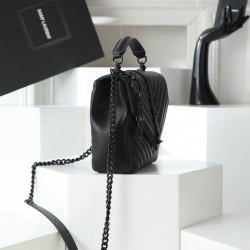 260 black black buckle counter demon models SaintLaurentSLP counter latest version of the market exclusive imported leather original leather goat grain hand-embroidered V line super silky soft comfortable bag shape exquisite practical pocket YSL gold buck