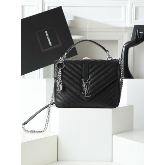 260 black silver buckle counter demon models SaintLaurentSLP counter latest version of the market exclusive imported leather original leather goat grain hand-embroidered V line ultra-smooth soft and comfortable bag shape exquisite practical pocket YSL gol