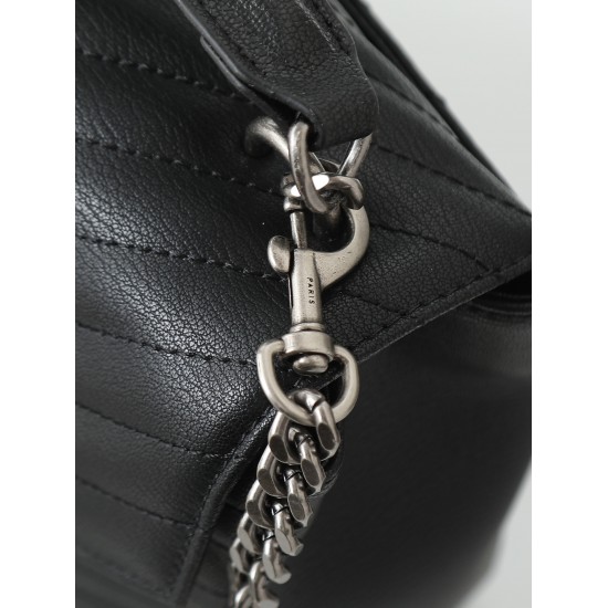 260 black silver buckle counter demon models SaintLaurentSLP counter latest version of the market exclusive imported leather original leather goat grain hand-embroidered V line ultra-smooth soft and comfortable bag shape exquisite practical pocket YSL gol