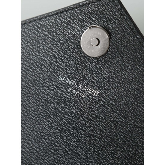 260 black silver buckle counter demon models SaintLaurentSLP counter latest version of the market exclusive imported leather original leather goat grain hand-embroidered V line ultra-smooth soft and comfortable bag shape exquisite practical pocket YSL gol