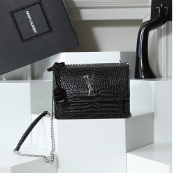 250YSL crocodile pattern Prince Wen the same models continue to burst in the special cowhide pressure three-dimensional pattern imported electroplating antique silver hardware street photography talisman tracking focus practical classic models temperament