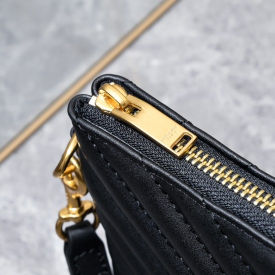 160 Gold Buckle YSL Market Exclusive Beaten and molded to order The highest version of the market strong YvesSaintLaurent Embroidery Line Clutch Italian calfskin Leather Handle Super The first in the market to be launched Size 30Cm Model 1850