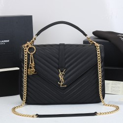 Lot 290 black gold buckle SaintLaurent demon SaintLaurentSLP counter latest version market exclusive imported leather original goat grain leather hand embroidered V line super silky soft comfortable bag shape exquisite practical pocket YSL gold buckle har