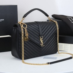 Lot 290 black gold buckle SaintLaurent demon SaintLaurentSLP counter latest version market exclusive imported leather original goat grain leather hand embroidered V line super silky soft comfortable bag shape exquisite practical pocket YSL gold buckle har