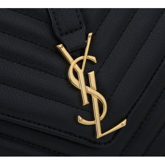Lot 290 black gold buckle SaintLaurent demon SaintLaurentSLP counter latest version market exclusive imported leather original goat grain leather hand embroidered V line super silky soft comfortable bag shape exquisite practical pocket YSL gold buckle har