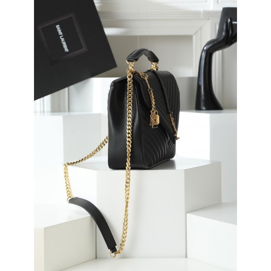 290 black gold buckle counter demon models SaintLaurentSLP counter latest version of the market exclusive imported leather original leather goat grain hand-embroidered V line ultra-smooth soft and comfortable bag shape exquisite practical pocket YSL gold 