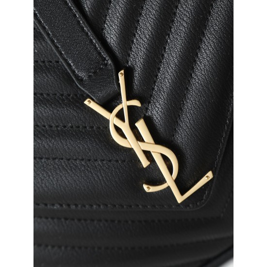 290 black gold buckle counter demon models SaintLaurentSLP counter latest version of the market exclusive imported leather original leather goat grain hand-embroidered V line ultra-smooth soft and comfortable bag shape exquisite practical pocket YSL gold 