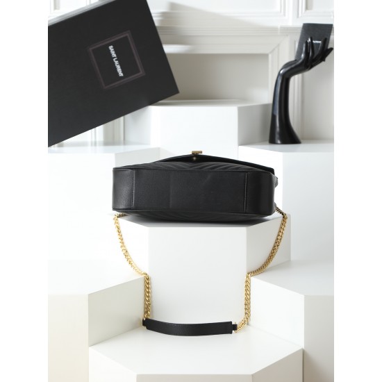 290 black gold buckle counter demon models SaintLaurentSLP counter latest version of the market exclusive imported leather original leather goat grain hand-embroidered V line ultra-smooth soft and comfortable bag shape exquisite practical pocket YSL gold 