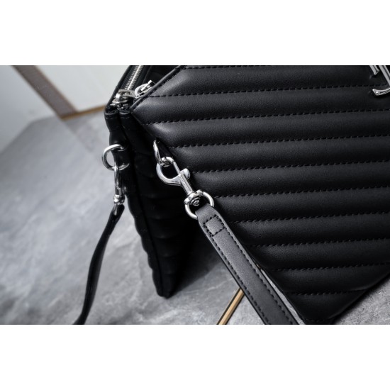 160 Silver Buckle YSL Market Exclusive Beaten and molded to order The highest version of the market Strong YvesSaintLaurent Embroidery Line Clutch Italian Calfskin Leather Handle Super The first in the market to be launched Size 30Cm Model 1850