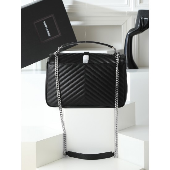 290 black silver buckle counter demon models SaintLaurentSLP counter latest version of the market exclusive imported leather original leather goat grain hand-embroidered V line ultra-smooth soft and comfortable bag shape exquisite practical pocket YSL gol