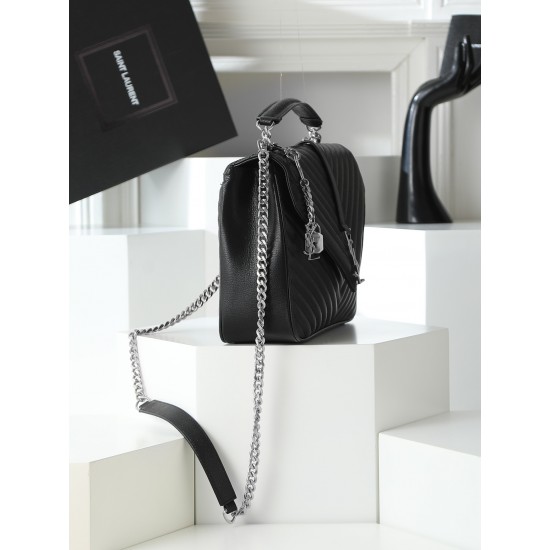 290 black silver buckle counter demon models SaintLaurentSLP counter latest version of the market exclusive imported leather original leather goat grain hand-embroidered V line ultra-smooth soft and comfortable bag shape exquisite practical pocket YSL gol