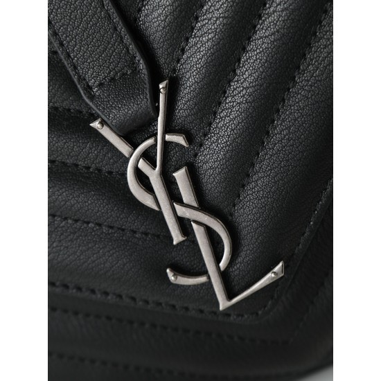 290 black silver buckle counter demon models SaintLaurentSLP counter latest version of the market exclusive imported leather original leather goat grain hand-embroidered V line ultra-smooth soft and comfortable bag shape exquisite practical pocket YSL gol