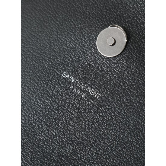 290 black silver buckle counter demon models SaintLaurentSLP counter latest version of the market exclusive imported leather original leather goat grain hand-embroidered V line ultra-smooth soft and comfortable bag shape exquisite practical pocket YSL gol