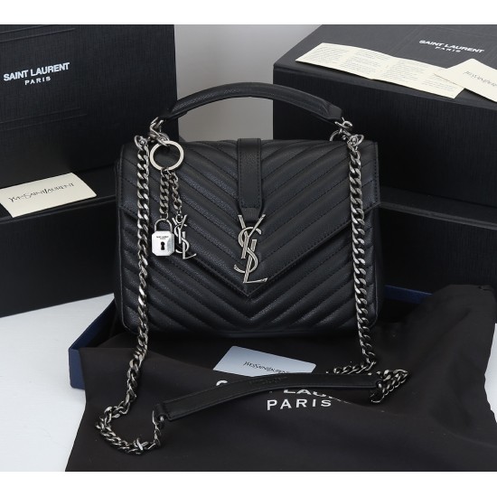 260 black and silver buckle counter demon models SaintLaurentSLP counter latest version of the market exclusive imported leather original leather goat grain hand-embroidered V line super silky soft and comfortable bag shape exquisite practical pocket YSL 