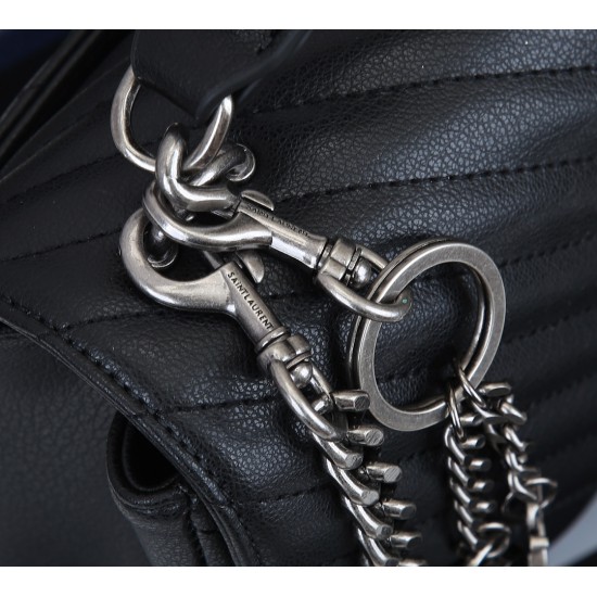 260 black and silver buckle counter demon models SaintLaurentSLP counter latest version of the market exclusive imported leather original leather goat grain hand-embroidered V line super silky soft and comfortable bag shape exquisite practical pocket YSL 