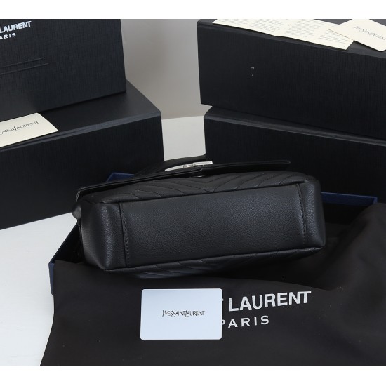 260 black and silver buckle counter demon models SaintLaurentSLP counter latest version of the market exclusive imported leather original leather goat grain hand-embroidered V line super silky soft and comfortable bag shape exquisite practical pocket YSL 