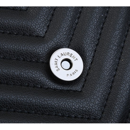 260 black and silver buckle counter demon models SaintLaurentSLP counter latest version of the market exclusive imported leather original leather goat grain hand-embroidered V line super silky soft and comfortable bag shape exquisite practical pocket YSL 