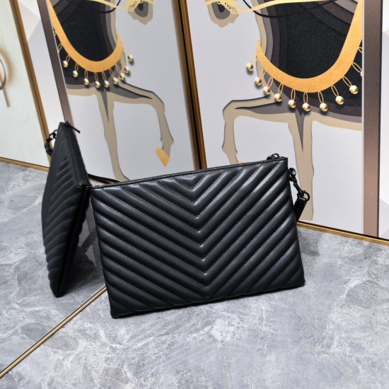 160 Black Buckle YSL Market Exclusive Beaten and molded to order The highest version of the market strong YvesSaintLaurent Embroidery line handbag Italian calfskin hand feeling super The first in the market to be launched Size 30Cm Model 1850