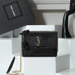 250YSL crocodile pattern Prince Wen the same models continue to burst in the special cowhide pressure three-dimensional pattern imported electroplating antique silver hardware street photography talisman tracking focus practical classic models temperament