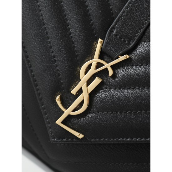 260 black gold buckle counter demon models SaintLaurentSLP counter latest version of the market exclusive imported leather original leather goat grain hand-embroidered V line ultra-smooth soft and comfortable bag shape exquisite practical pocket YSL gold 
