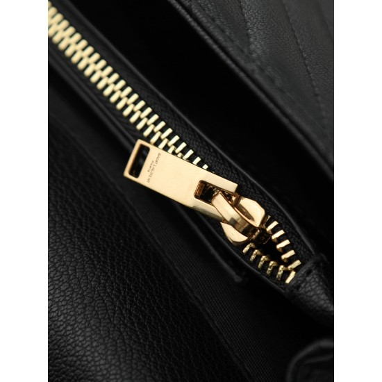 260 black gold buckle counter demon models SaintLaurentSLP counter latest version of the market exclusive imported leather original leather goat grain hand-embroidered V line ultra-smooth soft and comfortable bag shape exquisite practical pocket YSL gold 