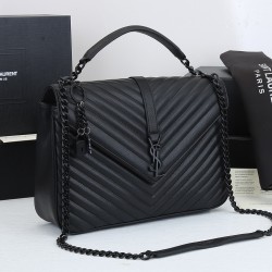 Lot 290 black black buckle counter demon models SaintLaurentSLP counter latest version of the market exclusive imported leather original leather goat grain hand-embroidered V line ultra-smooth soft and comfortable bag shape exquisite practical pocket YSL 