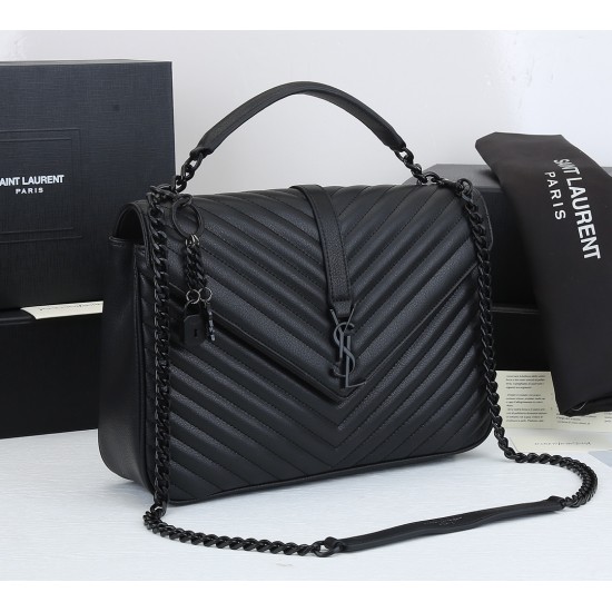 Lot 290 black black buckle counter demon models SaintLaurentSLP counter latest version of the market exclusive imported leather original leather goat grain hand-embroidered V line ultra-smooth soft and comfortable bag shape exquisite practical pocket YSL 