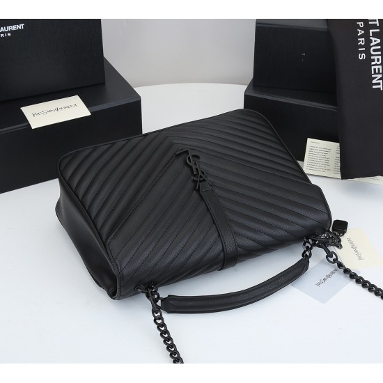 Lot 290 black black buckle counter demon models SaintLaurentSLP counter latest version of the market exclusive imported leather original leather goat grain hand-embroidered V line ultra-smooth soft and comfortable bag shape exquisite practical pocket YSL 