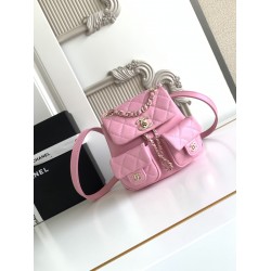 660 Chanel 23P super hot plain calf leather double backpack model 3787 The physical is very small and the old duma about the same size Undoubtedly still a premium model is very difficult to buy On the body is very good with the very durable will become a 