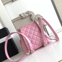 660 Chanel 23P super hot plain calf leather double backpack model 3787 The physical is very small and the old duma about the same size Undoubtedly still a premium model is very difficult to buy On the body is very good with the very durable will become a 