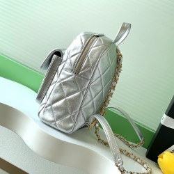860 Chanel 25k Silver Shoulder Bag Super cool silver is also a color that has been out for many seasons Enough to hold a sense of fashionable atmosphere Small school bag with good capacity Shoulder strap with adjustable position Suction buckle pocket on t