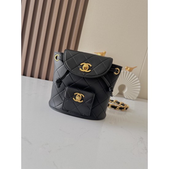 850 Upgrade back to stock ChaneVintage shoulder bag It's no exaggeration to say that this is a vintage backpack that can be passed on to future generations Classic double c logo diamond pattern with gold metal Leather chain shoulder straps texture full la