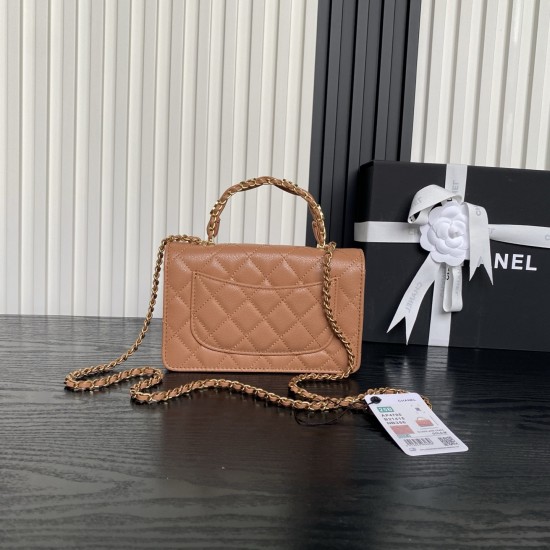 680 Chanel25B Woc Double C logo handle AP4785 Exquisite handle design is more fashionable Grain cowhide leather with metal vintage hardware texture wear-resistant and durable Classic design style versatile and practical Really exquisite Oh high value Smal