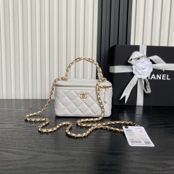710 Chanel25B Double C logo handle cosmetic case AP4799 Exquisite handle design more fashionable Grain cowhide leather with metal vintage hardware texture wear-resistant and durable Classic design style versatile and practical Really exquisite Oh high val