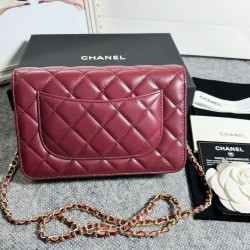 420 top original single 2020 spring and summer new version WOC33814 wealth bag imported original sheepskin classic diamond lattice and leather through the metal chain of the classic design appearance and the same as the previous classic Woc difference is 