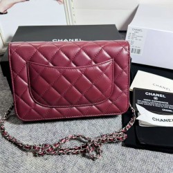 420 top original single 2020 spring and summer new version WOC33814 wealth bag imported original sheepskin classic diamond lattice and leather through the metal chain of the classic design appearance and the same as the previous classic Woc difference is 