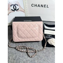420 top original single 2020 spring and summer new version WOC33814 wealth bag imported original sheepskin classic diamond lattice and leather through the metal chain of the classic design appearance and the same as the previous classic Woc difference is 