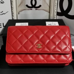 420 Chanel 0497A original sheepskin WOC small bag fashionable atmospheric double C let you more confident gold and silver buckle long chain can be collected in the bag can be used as a clutch bag inside the card space zipper space change space compact and