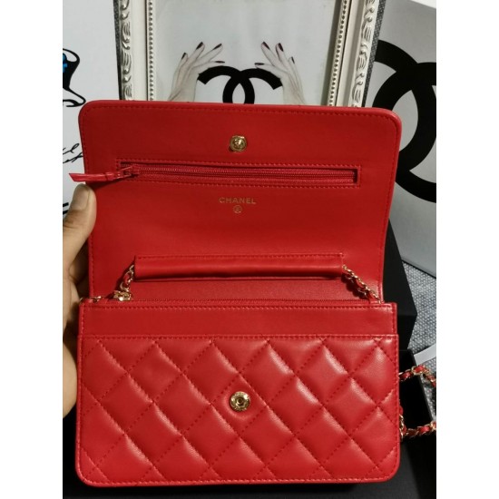 420 Chanel 0497A original sheepskin WOC small bag fashionable atmospheric double C let you more confident gold and silver buckle long chain can be collected in the bag can be used as a clutch bag inside the card space zipper space change space compact and