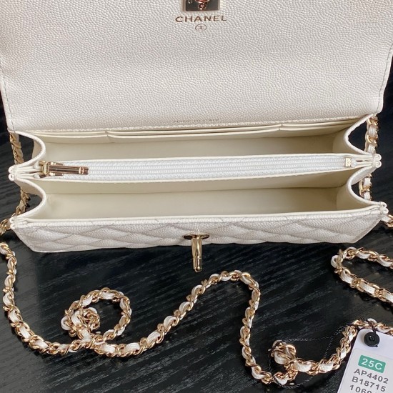 710 Chane1 25C Woc Organ Bag AP4402 Logo Tote Shoulder Calfskin Leather with Gold Metallic It's a fresh and stylish look with its classic design Every detail reveals sophistication and elegance Whether it's the iconic diamond plaid or the double C logo, i