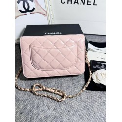 420 top original single 2020 spring and summer new version WOC33814 wealth bag imported original sheepskin classic diamond lattice and leather through the metal chain of the classic design appearance and the same as the previous classic Woc difference is 