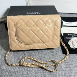 420 top original single 2020 spring and summer new version WOC33814 wealth bag imported original sheepskin classic diamond lattice and leather through the metal chain of the classic design appearance and the same as the previous classic Woc difference is 