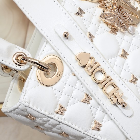 250 four compartments 20cm lady latest limited edition thick butterfly studs toffee bag W manpower a must have My Lady new practice pocket flap shoulder handbag classic shoulder crossbody British royal toffee bag removable leather shoulder strap feel soft