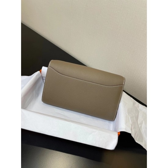 Constance to go Kang Kang Wallet Crossbody 205cm Original Imported Epsom Leather Elephant Grey Gold Buckle Counter Synchronized Handmade Waxed Stitching Pure Steel Hardware In Stock