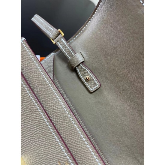 Constance to go Kang Kang Wallet Crossbody 205cm Original Imported Epsom Leather Elephant Grey Gold Buckle Counter Synchronized Handmade Waxed Stitching Pure Steel Hardware In Stock