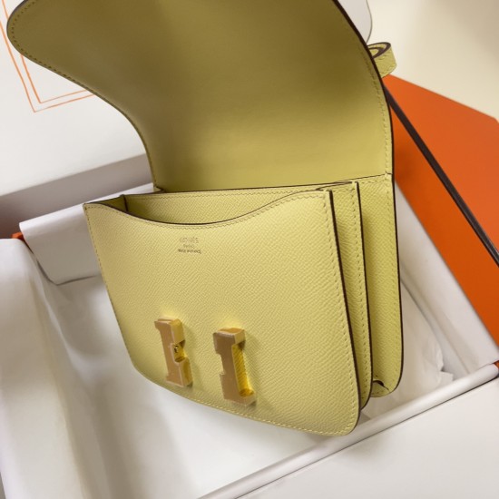 Constance Kang Kang 19cm Chick Yellow Gold Buckle Epsom Palm Leather