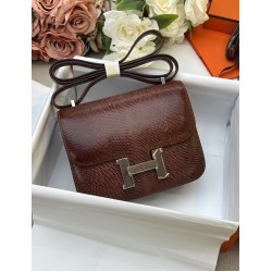 Constance Kang Kang 19cm Hcp imported top lizard skin maple brown silver buckle counter synchronization handmade beeswax thread sewing pure steel hardware in stock