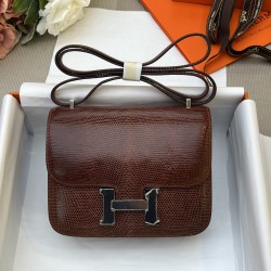 Constance Kang Kang 19cm Hcp imported top lizard skin maple brown silver buckle counter synchronization handmade beeswax thread sewing pure steel hardware in stock