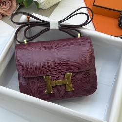 Constance Kang Kang 19cm Hcp imported top lizard skin Tosca purple gold buckle counter synchronization handmade beeswax thread sewing pure steel hardware in stock