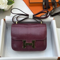 Constance Kang Kang 19cm Hcp imported top lizard skin Tosca purple gold buckle counter synchronization handmade beeswax thread sewing pure steel hardware in stock